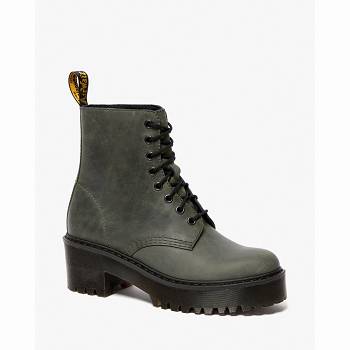 Dr Martens Női Shriver Hi Moldova Bőr Bakancs Olivazöld